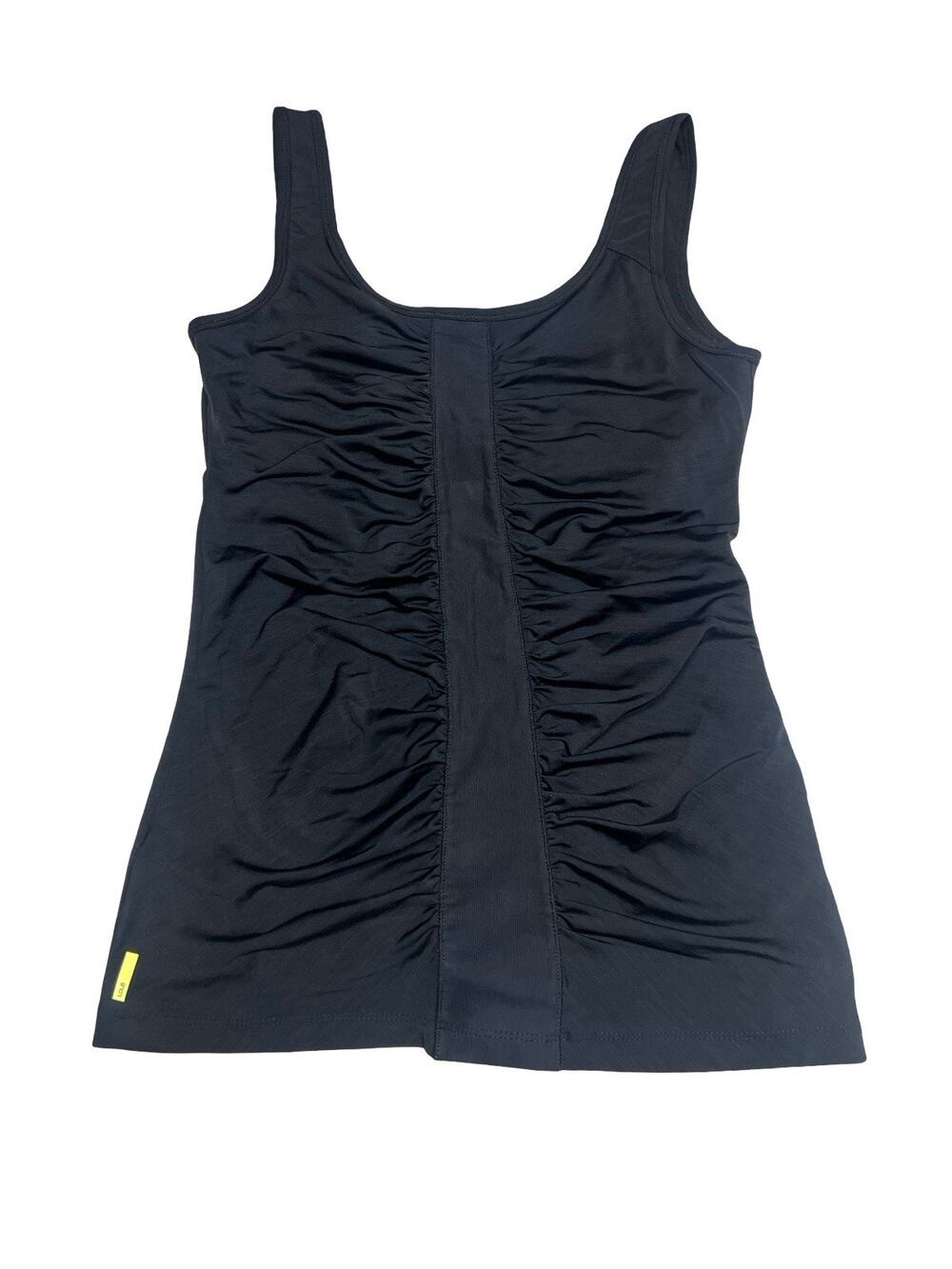 Lole Womens SZ M Black Athletic Tank Top Built In Bra Stretch Activewear Ruched